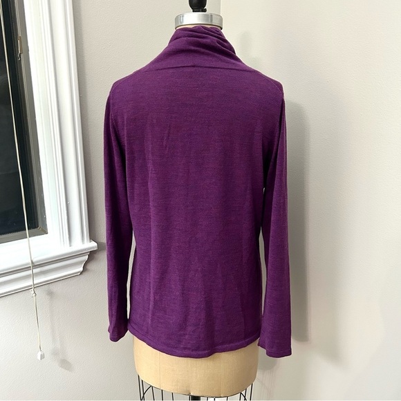 Eileen Fisher Women’s Plum Magenta Purple 100% Merino Wool Cowl Neck Sweater L - Picture 6 of 12